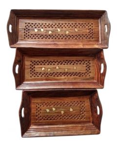 A Handmade wooden tray set 300